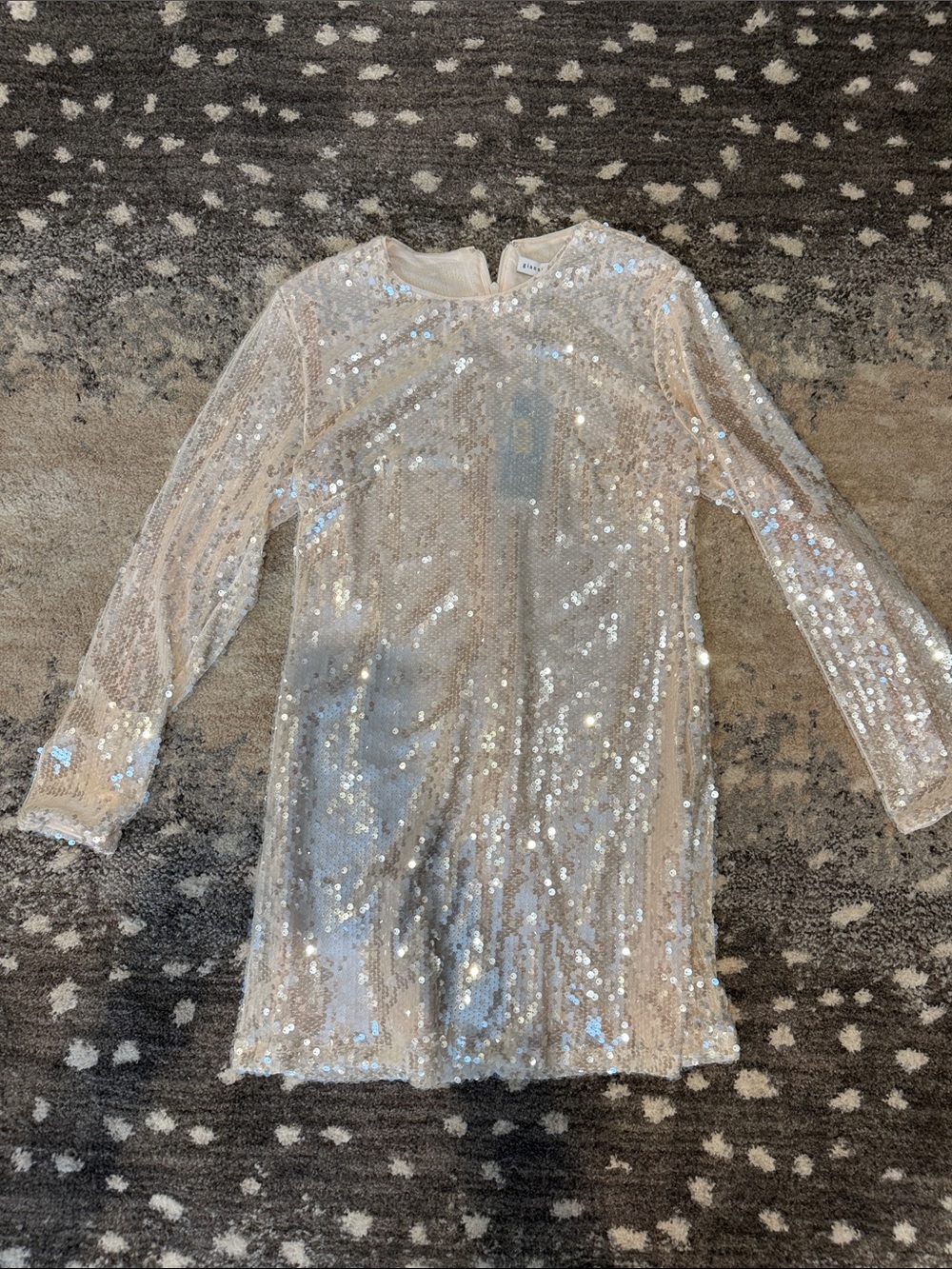 Gianni Bini Champagne Sequin Long Sleeve Shift Dress
